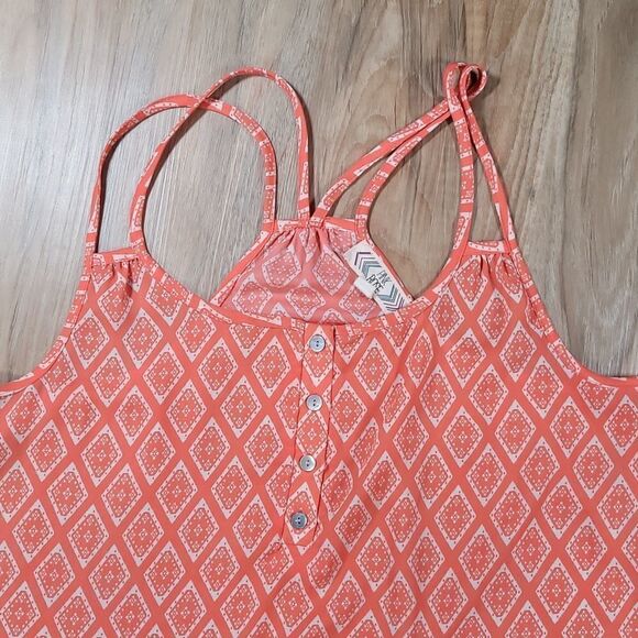 🔹️Pink Rose Orange Strappy Lightweight Tanktop Large - Picture 3 of 10